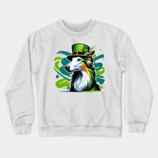 Borzoi Dog Celebrates Saint Patrick's Day Elegantly Crewneck Sweatshirt